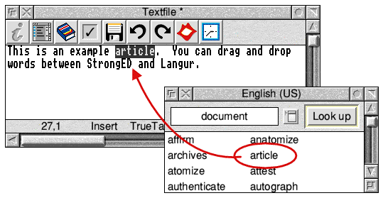 Drag a word to the document